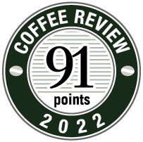 Coffee Review 91 Point medallion for Dark Texas Twist